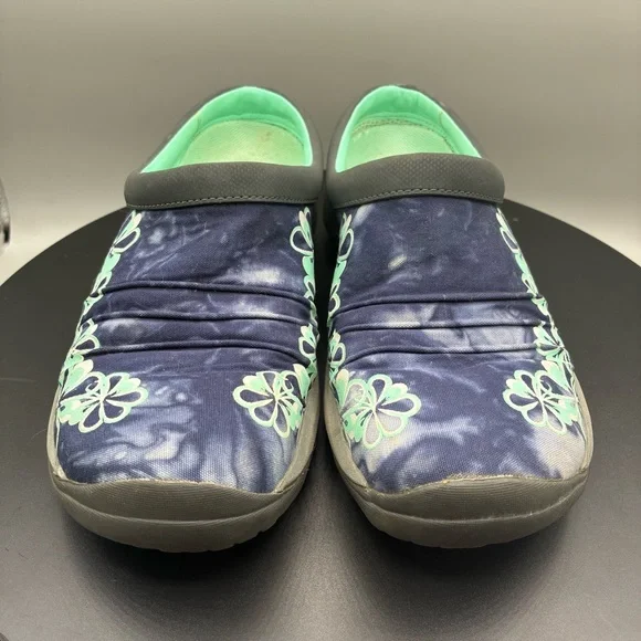 Merrell Encore Flora Clogs Women’s 7.5 Blue Hawaiian Floral Slip On Ortholite - Picture 2 of 8